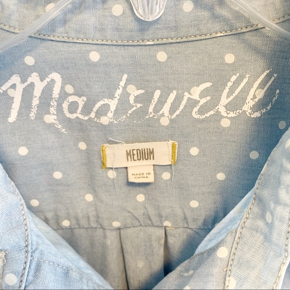 Madewell Light Chambray Polka Dot Shirt Size M GUC - Picture 5 of 8